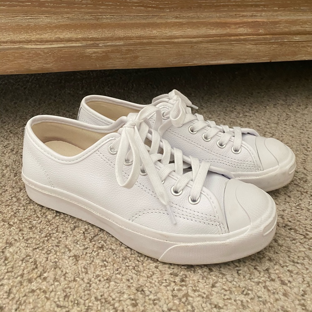 Converse Jack Purcell white leather sneakers 6.5